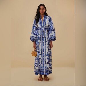Farm Rio Off-White Flora Tapestry Maxi Dress